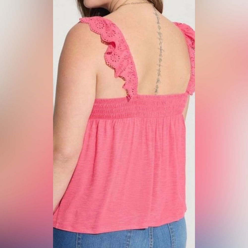 Torrid Pink Ruffle Sleeve Tank Top - Picture 3 of 9